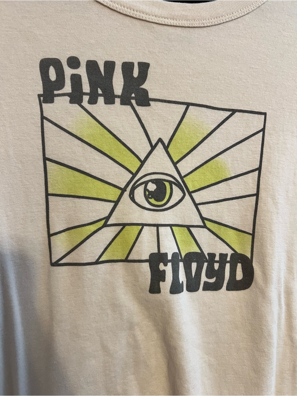 American Eagle Light Beige Pink Floyd Band Tee w/Black & Lime | Women’s XXL - Picture 2 of 4